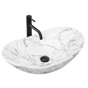 Lavoar cu efect de marmura pe blat REA Royal Marble Mat 60 cm