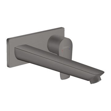 Baterie lavoar, Hansgrohe, Talis E, montaj pe perete, 22,5 cm, negru cromat periat