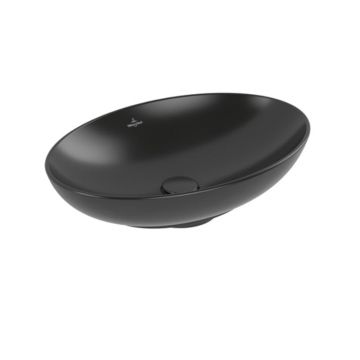 Lavoar pe blat, Villeroy & Boch, Loop & Friends, oval, 56 cm, negru mat