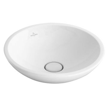 Lavoar rotund pe blat Villeroy & Boch, Loop & Friends, 43 cm, finisaj alb