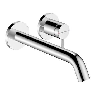 Baterie lavoar cu montaj pe perete, Hansgrohe, Tecturis S, EcoSmart+, cu pipă de 22,5 cm, crom, 73351000