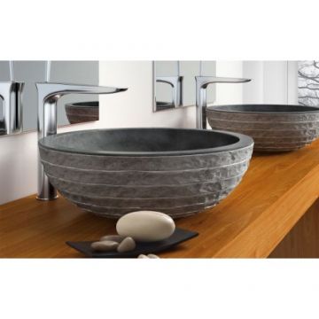 Lavoar din piatra Bathco Puket 45 cm pe blat, negru - Dimensiune 45cm