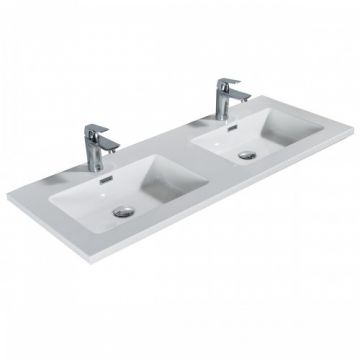 Lavoar incastrat Wellis Monaco dublu 120 cm, alb lucios - Dimensiune 120 cm