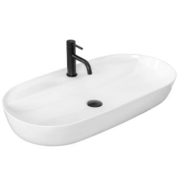 Lavoar pe blat ceramic Rea Aura , 81 cm, alb