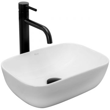 Lavoar pe blat ceramic Rea Belinda Mini , 37 cm, alb