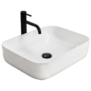 Lavoar pe blat ceramic Rea Demi Slim , 51x39 cm, alb