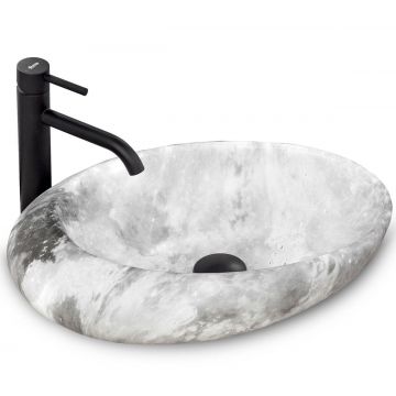 Lavoar pe blat ceramic Rea Roxy Stone L.Grey  , 49x31 cm, gri