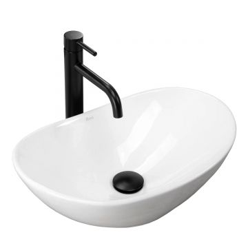 Lavoar pe blat ceramic Rea Royal Mini White  , 47.5x31 cm,  alb/negru