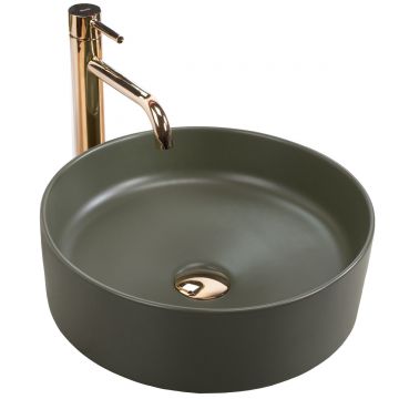 Lavoar pe blat ceramic Rea  Sami , 36,6 cm, verde mat