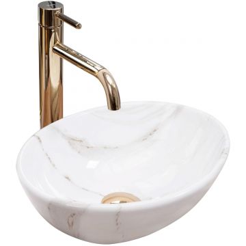 Lavoar pe blat ceramic Rea Sofia Mini Shiny Aiax  , 35x26 cm,  imitatie piatra