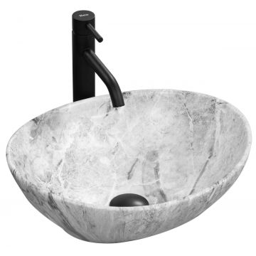 Lavoar pe blat ceramic Rea Sofia Stone , 41 cm, gri