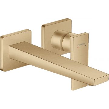 Baterie lavoar Hansgrohe Metropol de perete pipa 225mm fara ventil necesita corp incastrat bronz periat