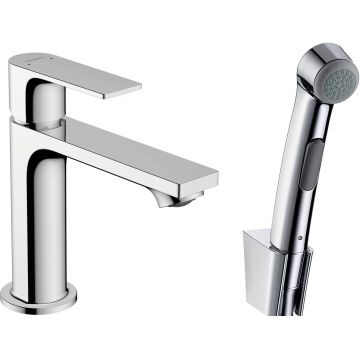 Baterie lavoar Hansgrohe Rebris E 110 EcoSmart cu dus tip bideu pentru igiena intima fara ventil crom