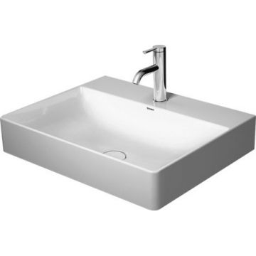 Lavoar Duravit DuraSquare 60x47 cm  fara preaplin  cu capac ceramic pentru ventil inclus si finisaj suplimentar