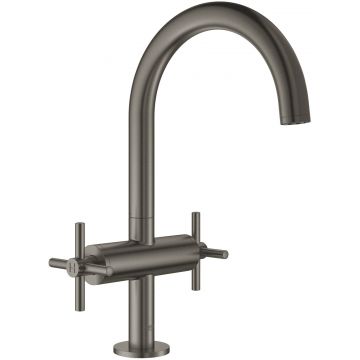 Baterie lavoar Grohe Atrio L cu dubla comanda  manere in cruce  brushed hard graphite