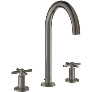 Baterie lavoar Grohe Atrio M din 3 elemente ventil pop-up manere cruce brushed hard graphite