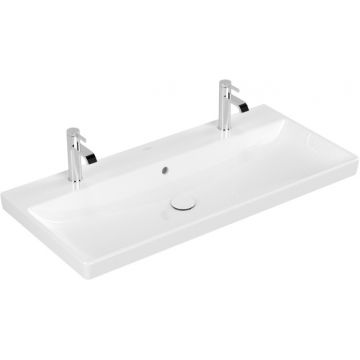 Lavoar dublu Villeroy&Boch Avento 100cm cu preaplin  montare pe mobilier  alb Alpin