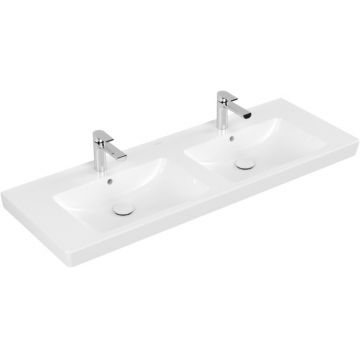 Lavoar dublu Villeroy & Boch Subway 2.0 130cm cu preaplin  montare pe mobilier  alb Alpin