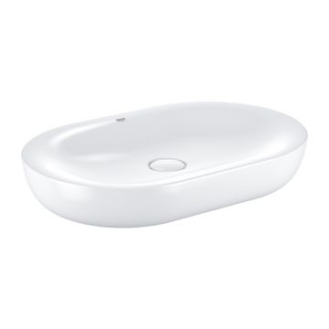 Lavoar oval tip bol Grohe Essence 60x40cm fara orificiu baterie fara preaplin PureGuard alb