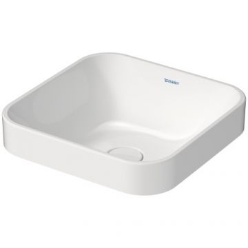 Lavoar tip bol Duravit Happy D.2 Plus 40x40cm cu capac ceramic pentru ventil inclus alb