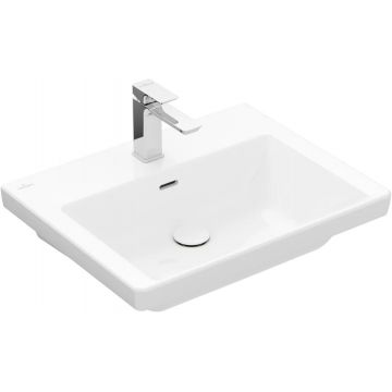 Lavoar Villeroy & Boch Subway 3.0 CeramicPlus 60x47cm cu preaplin si finisaj suplimentar  alb Alpin