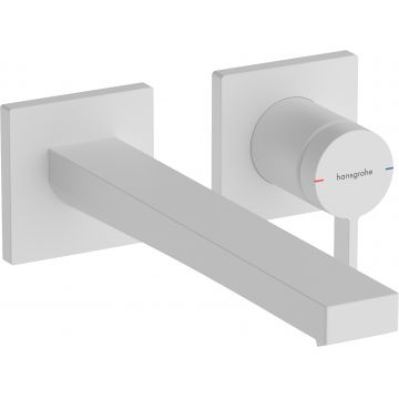 Baterie lavoar Hansgrohe Tecturis E din 2 elemente  de perete  pipa 22.5cm  alb mat