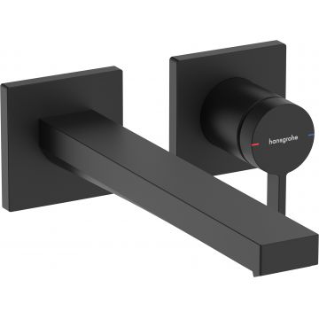 Baterie lavoar Hansgrohe Tecturis E din 2 elemente de perete pipa 22.5cm negru mat