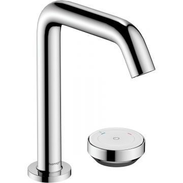 Baterie lavoar Hansgrohe Tecturis S 150 CoolStart EcoSmart+  din doua elemente  montare pe lavoar  actionare rotativa  crom