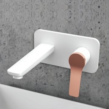 Baterie lavoar incastrata Karag Andare, alb-rosegold - Culoare Alb pal