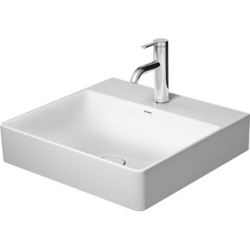 Lavoar Duravit DuraSquare 50x47cm  fara preaplin  montare pe mobilier  cu capac ceramic pentru ventil inclus  alb