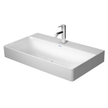 Lavoar Duravit DuraSquare 80x47 cm  fara preaplin  cu capac ceramic pentru ventil inclus si finisaj suplimentar