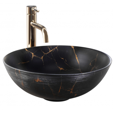 Lavoar pe blat Rea Stella Marble Negru Mat