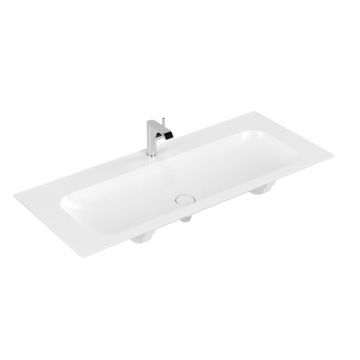 Lavoar pentru mobilier Villeroy & Boch, Finion 120 cm, Ceramic+, cu orificiu baterie, fără preaplin, stone white, 4164C2RW