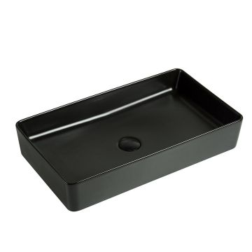 Lavoar de baie Allure, pe blat, dreptunghiular, din ceramica sanitara, 60 cm, negru mat, Elysium Lavoar de baie Allure, pe blat, dreptunghiular, din ceramica sanitara, 60 cm, negru mat, Elysium