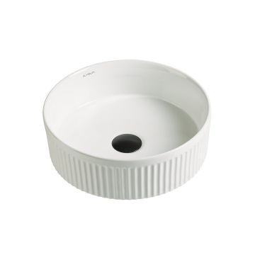 Lavoar de baie Alva, pe blat, rotund, din ceramica sanitara, 35.5 cm, alb lucios, Elysium Lavoar de baie Alva, pe blat, rotund, din ceramica sanitara, 35.5 cm, alb lucios, Elysium