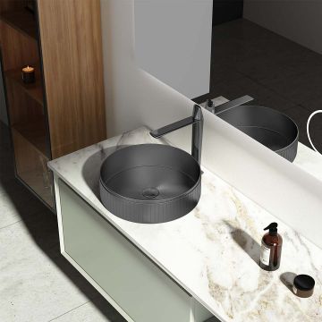 Lavoar de baie Ardessa, pe blat, rotund, din otel inoxidabil, 40 cm, gri, Elysium Lavoar de baie Ardessa, pe blat, rotund, din otel inoxidabil, 40 cm, gri, Elysium