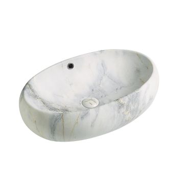 Lavoar de baie Granada, pe blat, oval, din ceramica sanitara, 60 cm, imitatie maramura Blue Vein, Elysium Lavoar de baie Granada, pe blat, oval, din ceramica sanitara, 60 cm, imitatie maramura Blue Vein, Elysium