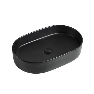 Lavoar de baie Vela, pe blat, oval, din ceramica sanitara, 60 cm, negru mat, Elysium Lavoar de baie Vela, pe blat, oval, din ceramica sanitara, 60 cm, negru mat, Elysium