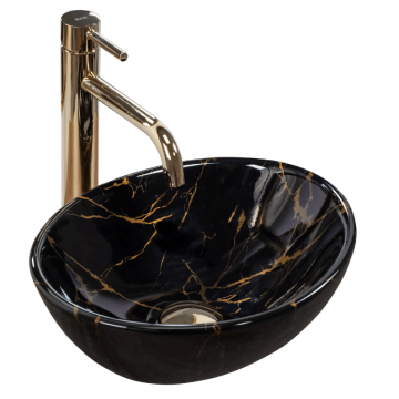 Lavoar pe blat Rea Sofia Mini 35 cm Marble Black Shiny