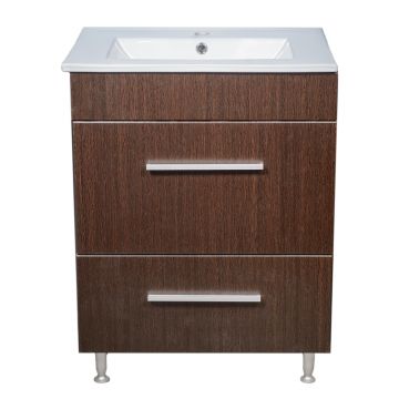 Mobilier baie Sanitop Kronos, baza cu lavoar, MDF-PAL, wenge, 60 x 43,5 x 81 cm