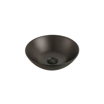 Lavoar pe blat Fluminia, Black, 40 cm, rotund, negru mat